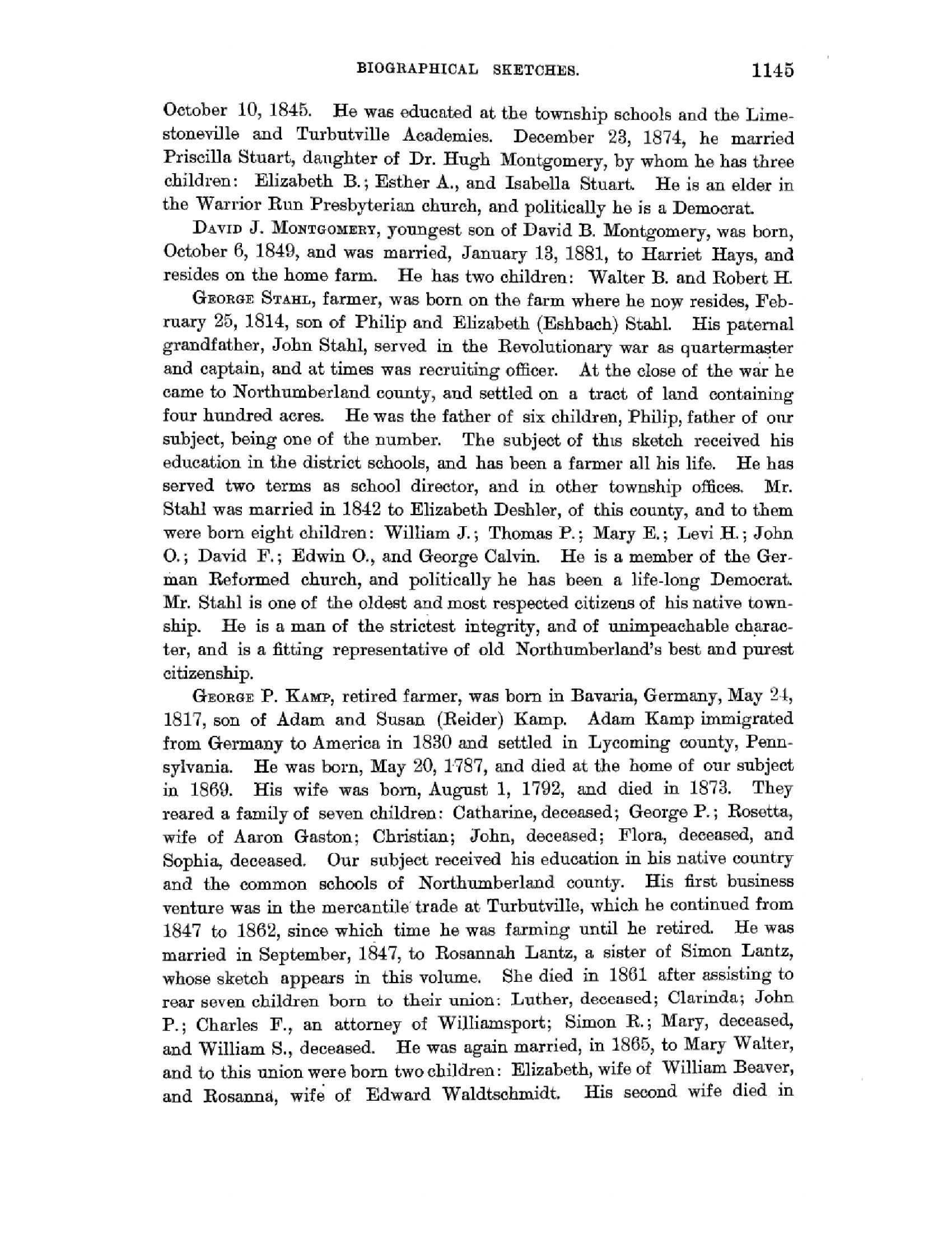 History of Northumberland County, Pennsylvania, tab 6 MontyHistNotes